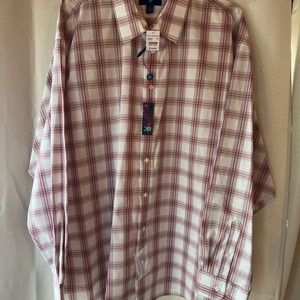 Egara Pink and Gray Dress Shirt Lightweight Cotton Blend